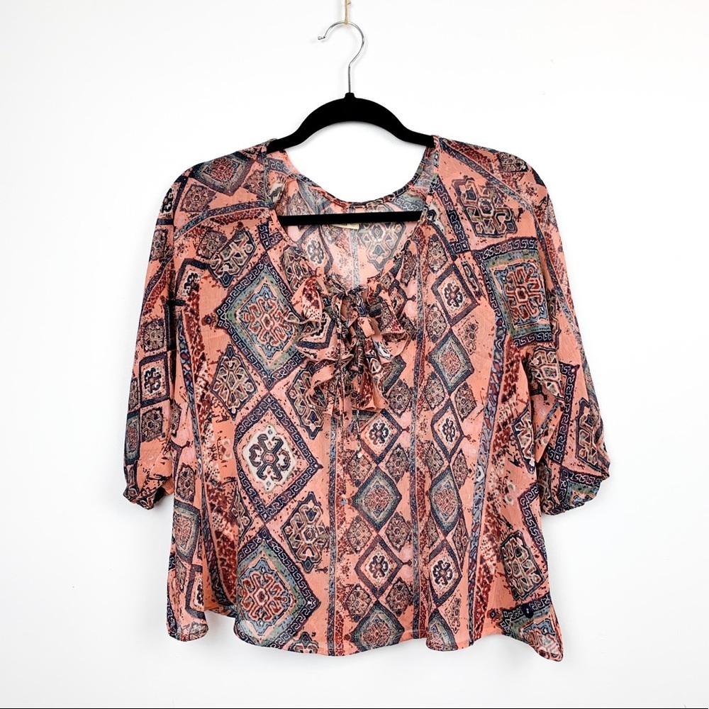 Short Sleeve Sheer Pink Hollister Summer Top